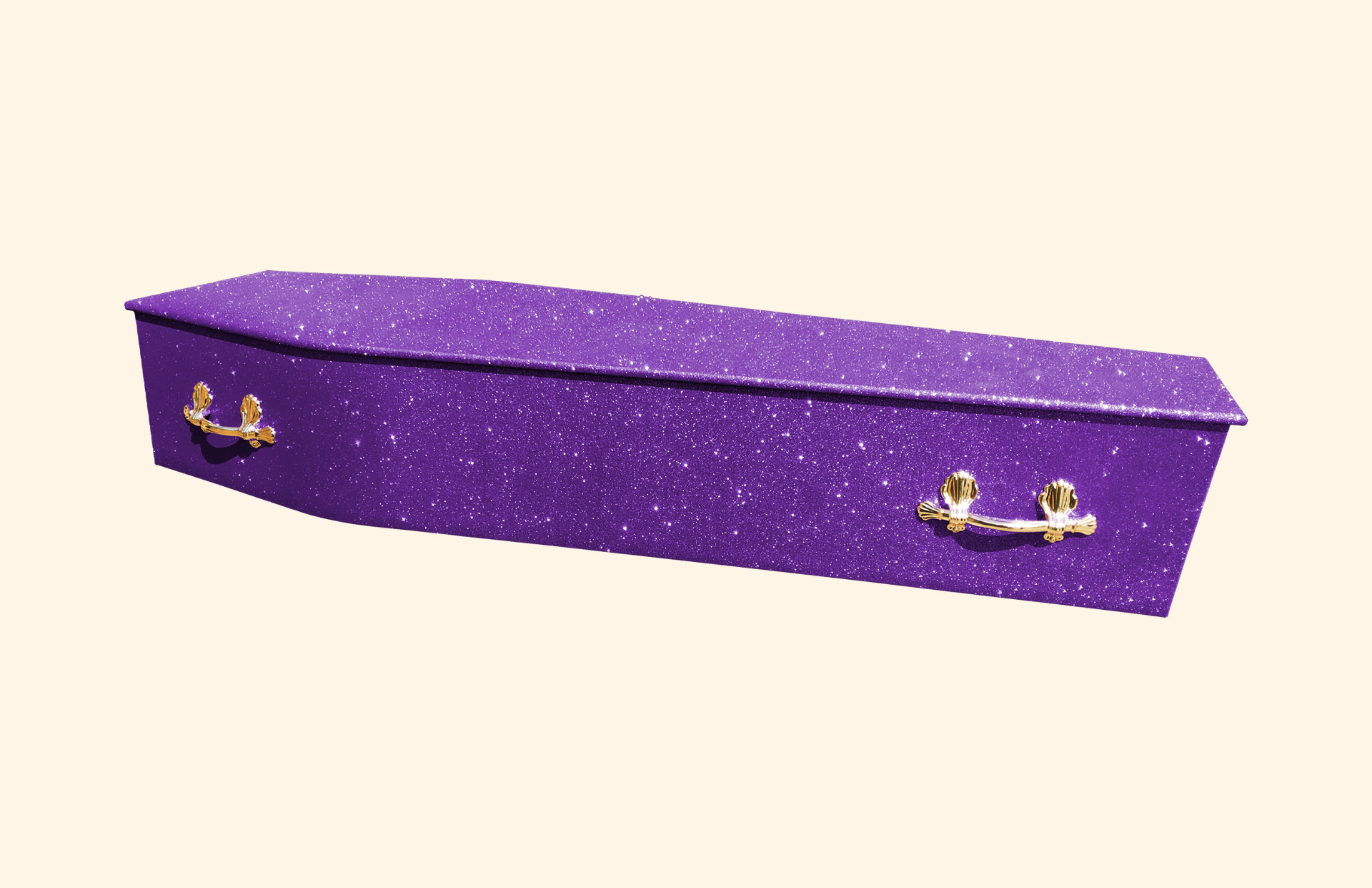 Purple Glitter over a traditional coffin